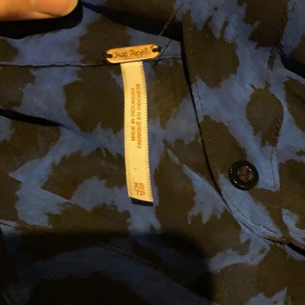 Free People Easy Rider Blue Leopard Button Up - Picture 6 of 6